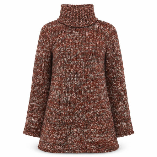 Wear With Pride Women's Brown Roll Neck Chunky Knit Jumper Size M