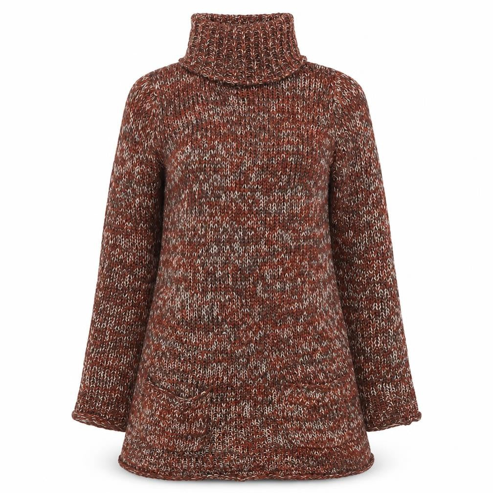 Wear With Pride Women's Brown Roll Neck Chunky Knit Jumper Size M