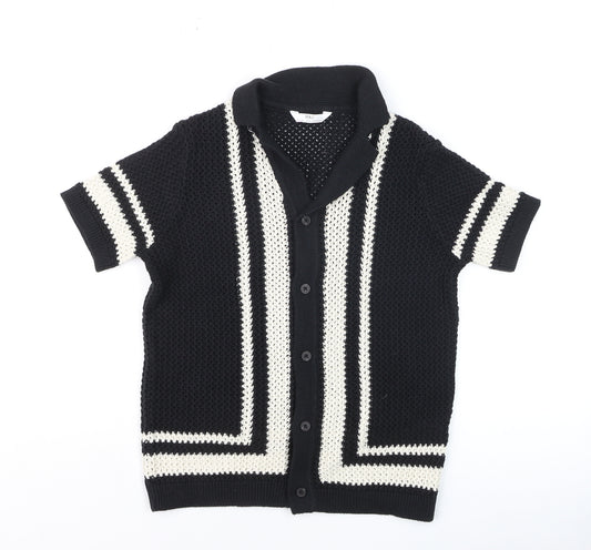 Marks and Spencer Girls Black Knit Short Sleeve Button Cardigan 10-11 Years