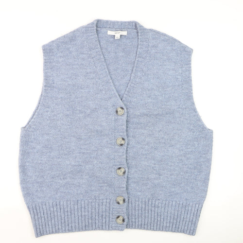 Next Men’s Blue Knit Button Vest Jumper L Acrylic Blend