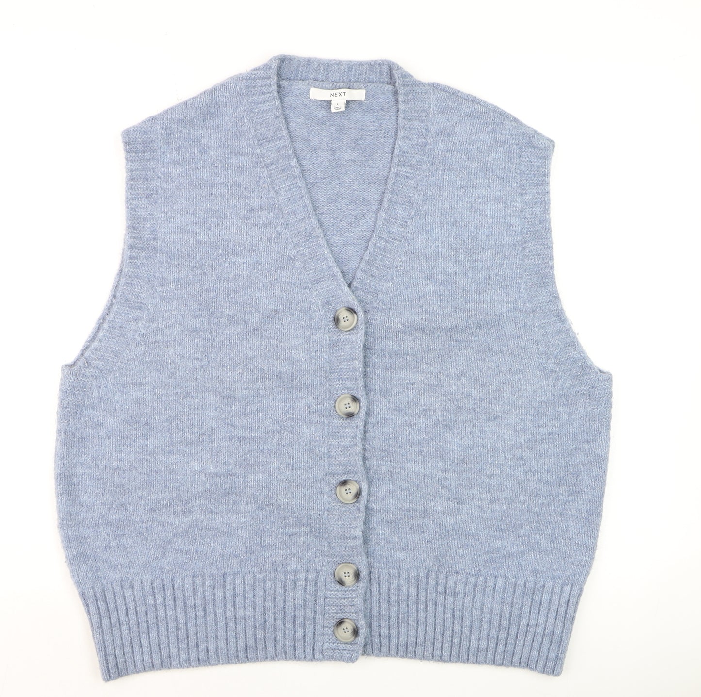 Next Men’s Blue Knit Button Vest Jumper L Acrylic Blend