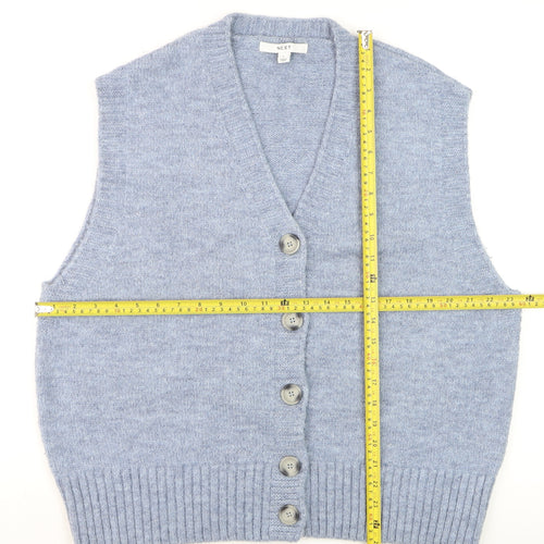 Next Men’s Blue Knit Button Vest Jumper L Acrylic Blend