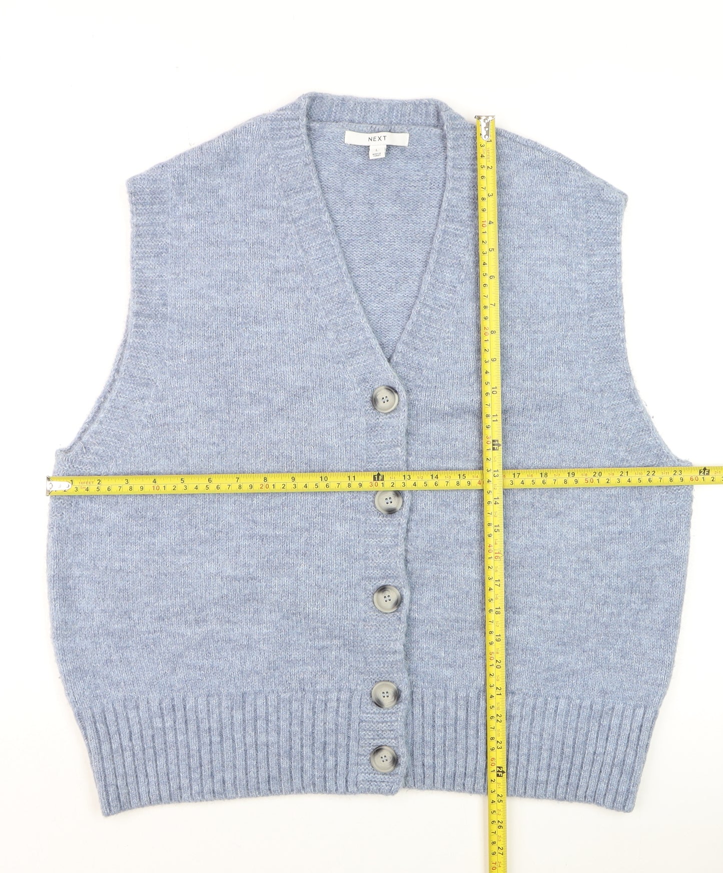 Next Men’s Blue Knit Button Vest Jumper L Acrylic Blend