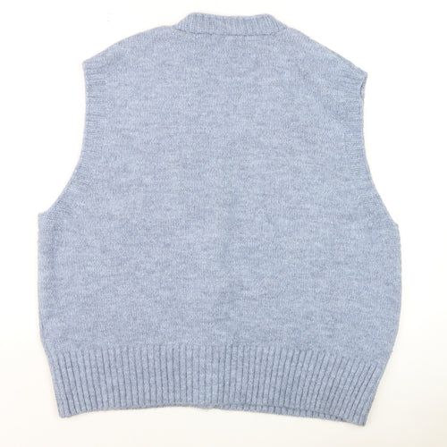 Next Men’s Blue Knit Button Vest Jumper L Acrylic Blend