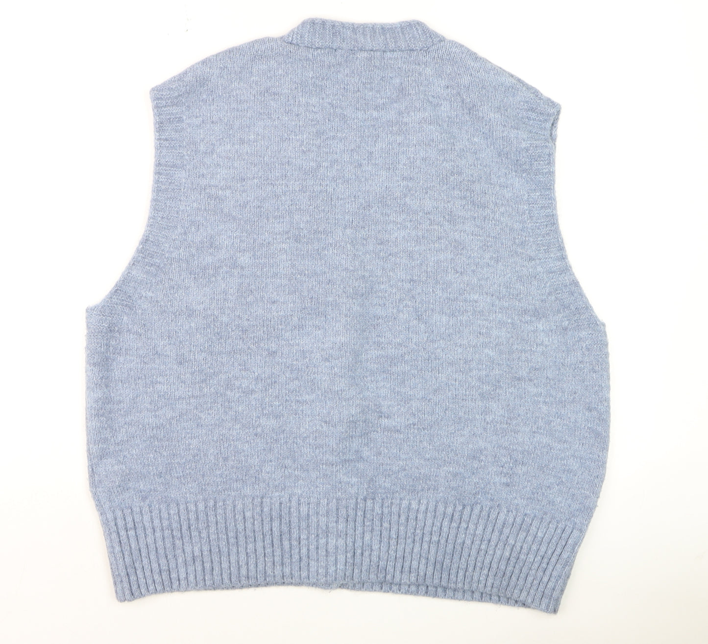 Next Men’s Blue Knit Button Vest Jumper L Acrylic Blend