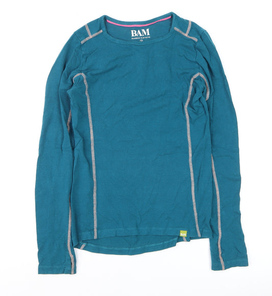 BAM Women’s Blue Long Sleeve Classic T-Shirt Size 12 Bamboo Cotton Blend