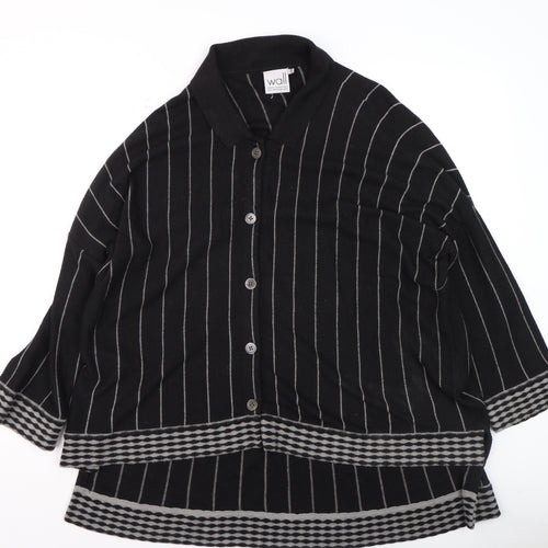 Wall Women’s Black Striped Alpaca Blend Collared Cardigan Size S