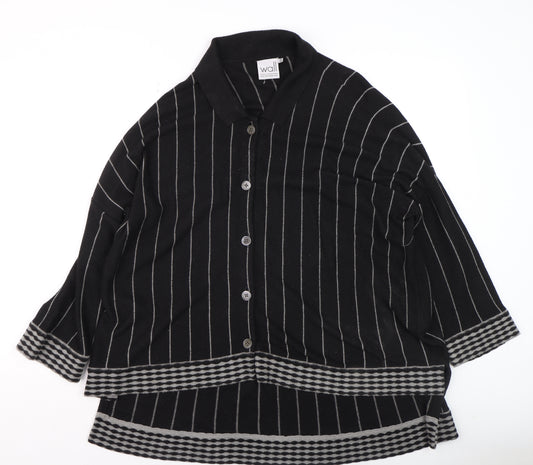 Wall Women’s Black Striped Alpaca Blend Collared Cardigan Size S