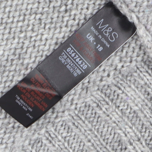 Marks and Spencer Women Grey Faux Fur Knit Waistcoat Size 18