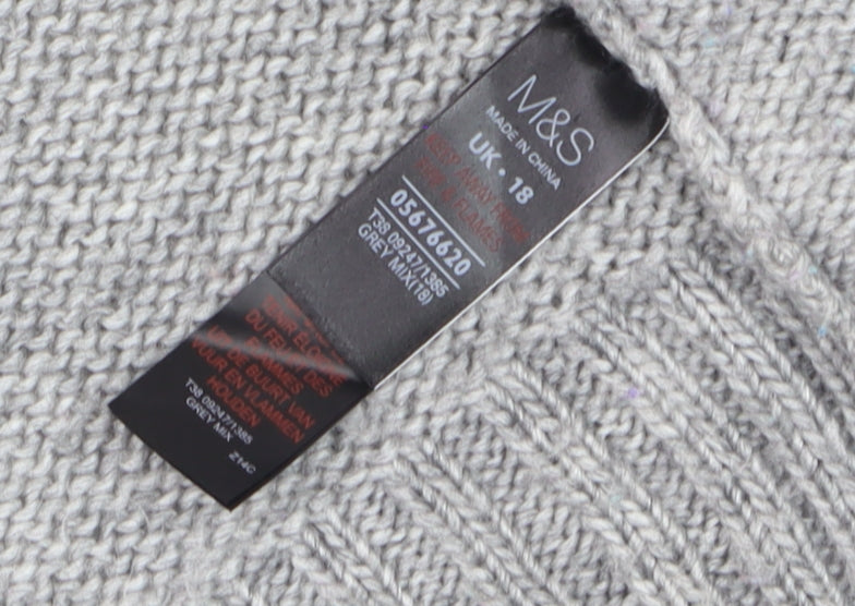 Marks and Spencer Women Grey Faux Fur Knit Waistcoat Size 18