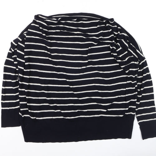 H&M Women's Blue Striped Boat Neck Pullover Jumper XS