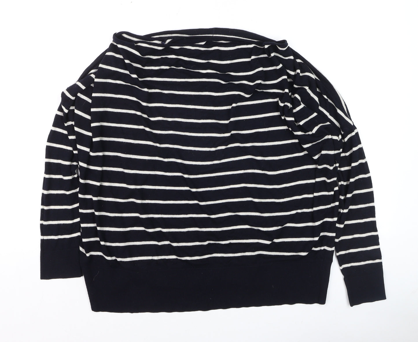 H&M Women's Blue Striped Boat Neck Pullover Jumper XS