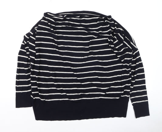 H&M Women's Blue Striped Boat Neck Pullover Jumper XS