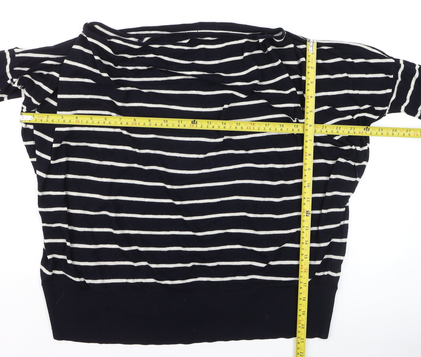 H&M Women's Blue Striped Boat Neck Pullover Jumper XS