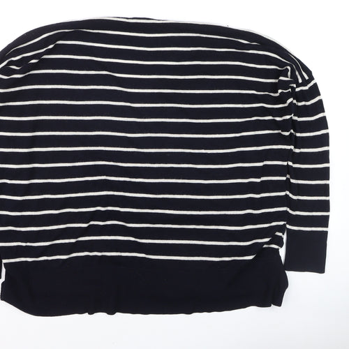 H&M Women's Blue Striped Boat Neck Pullover Jumper XS