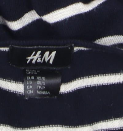 H&M Women's Blue Striped Boat Neck Pullover Jumper XS
