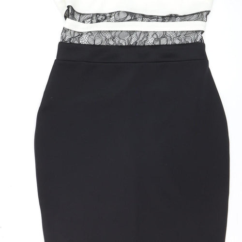 Love Women's Black Off Shoulder Lace Bodycon Dress Size 10
