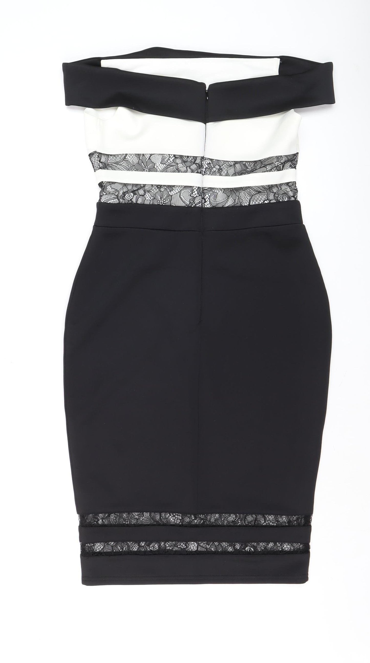 Love Women's Black Off Shoulder Lace Bodycon Dress Size 10