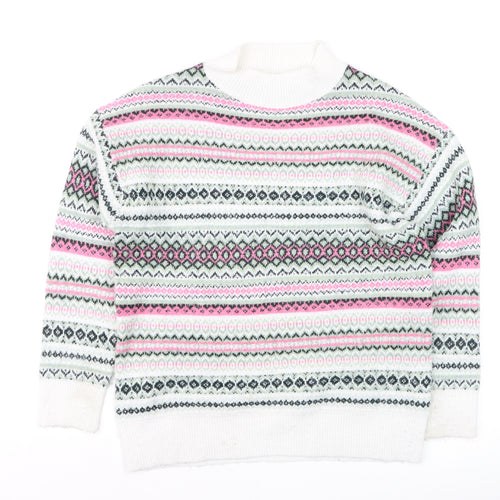 Isle Womens Multicoloured Fair Isle Knit High Neck Jumper Size S
