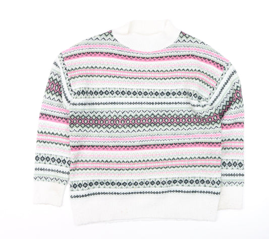 Isle Womens Multicoloured Fair Isle Knit High Neck Jumper Size S