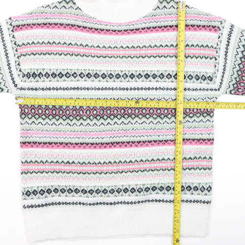 Isle Womens Multicoloured Fair Isle Knit High Neck Jumper Size S