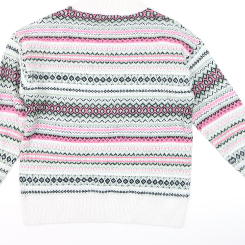 Isle Womens Multicoloured Fair Isle Knit High Neck Jumper Size S