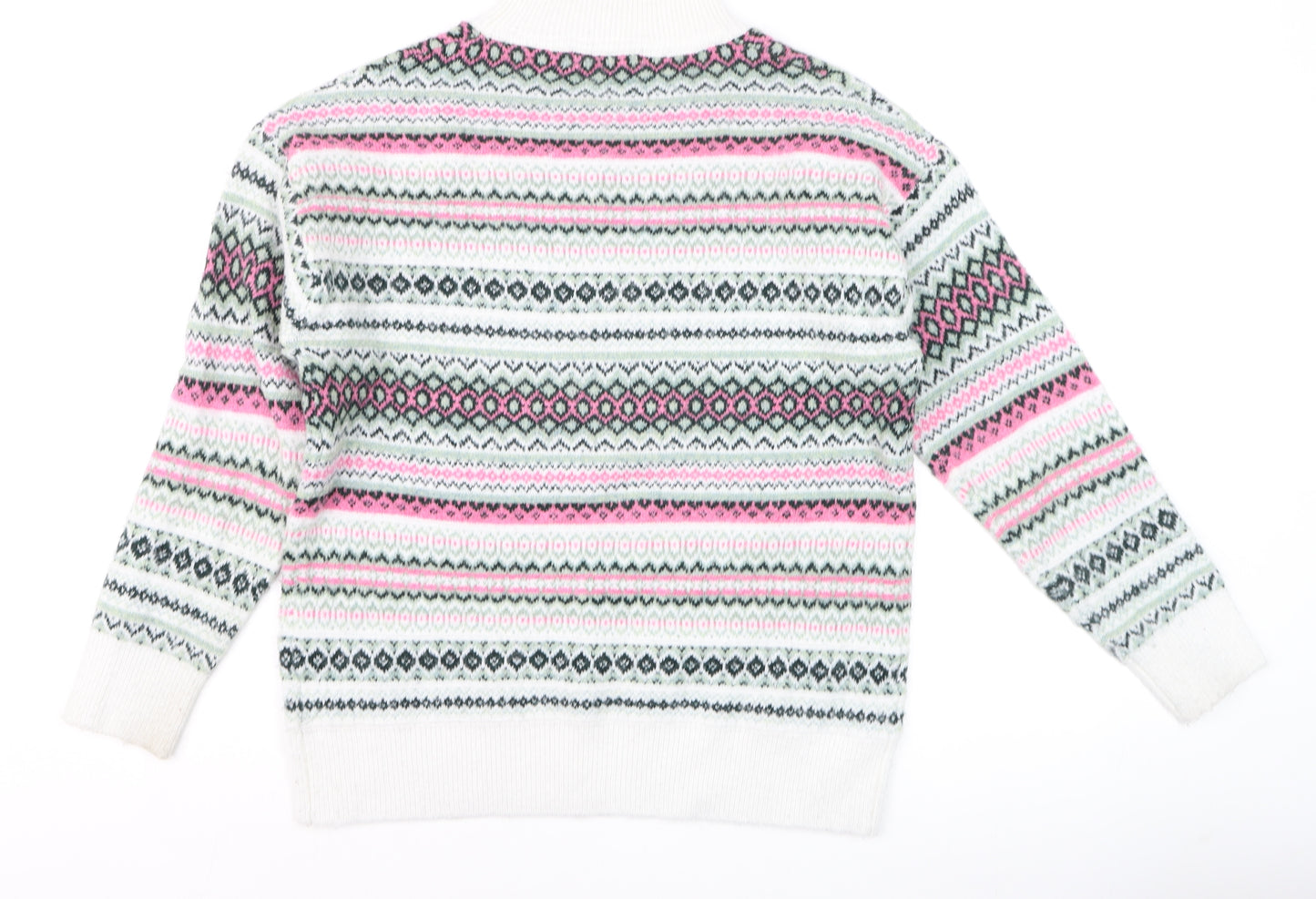 Isle Womens Multicoloured Fair Isle Knit High Neck Jumper Size S