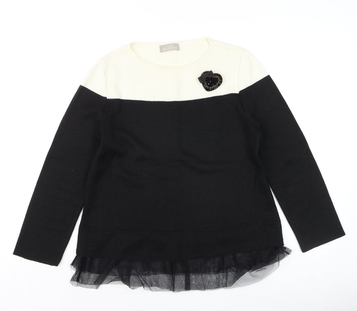Maria Bellentani Women Black Wool Blend Pullover Jumper Size 10