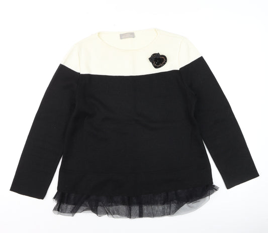 Maria Bellentani Women Black Wool Blend Pullover Jumper Size 10