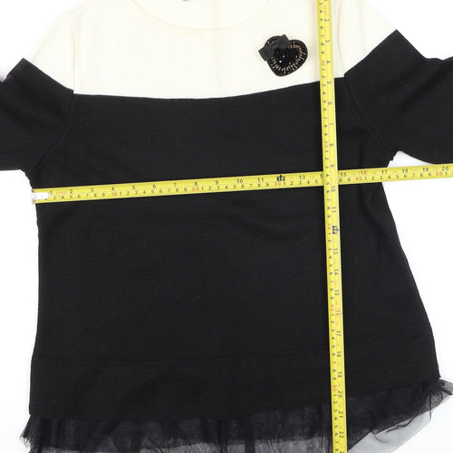 Maria Bellentani Women Black Wool Blend Pullover Jumper Size 10