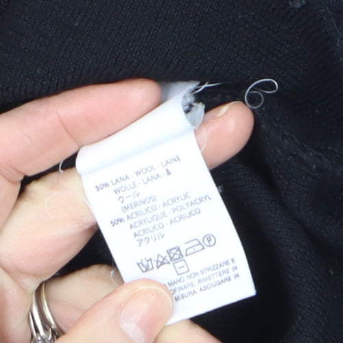 Maria Bellentani Women Black Wool Blend Pullover Jumper Size 10