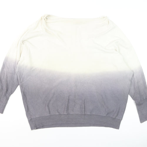 Mint Velvet Womens Grey Ombre Knit Jumper Size 14 Boat Neck
