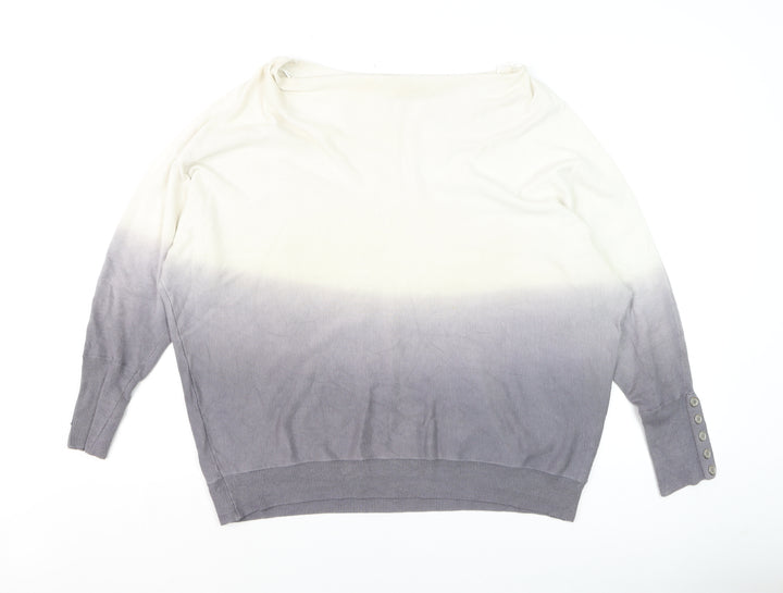 Mint Velvet Womens Grey Ombre Knit Jumper Size 14 Boat Neck