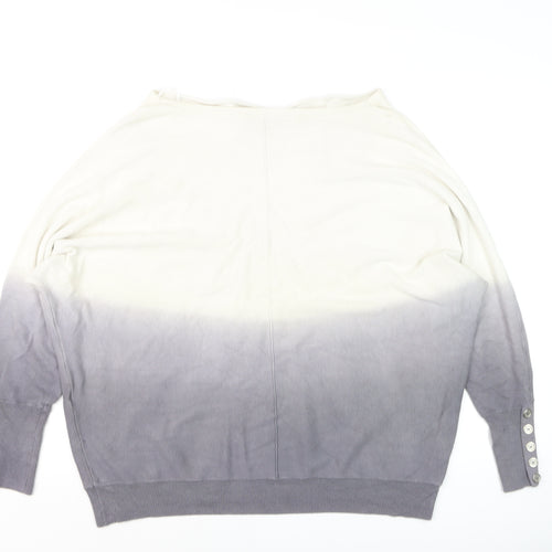 Mint Velvet Womens Grey Ombre Knit Jumper Size 14 Boat Neck