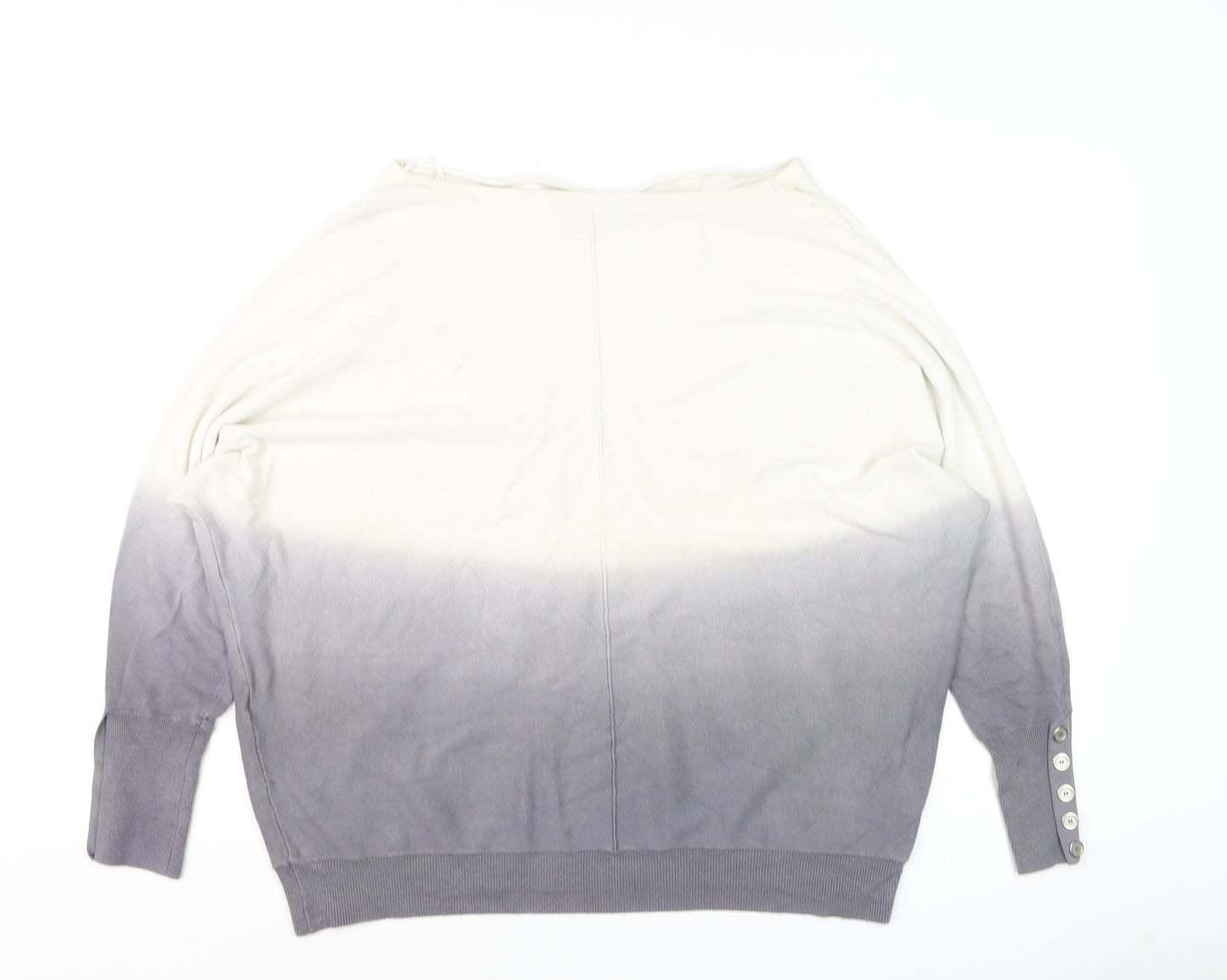 Mint Velvet Womens Grey Ombre Knit Jumper Size 14 Boat Neck