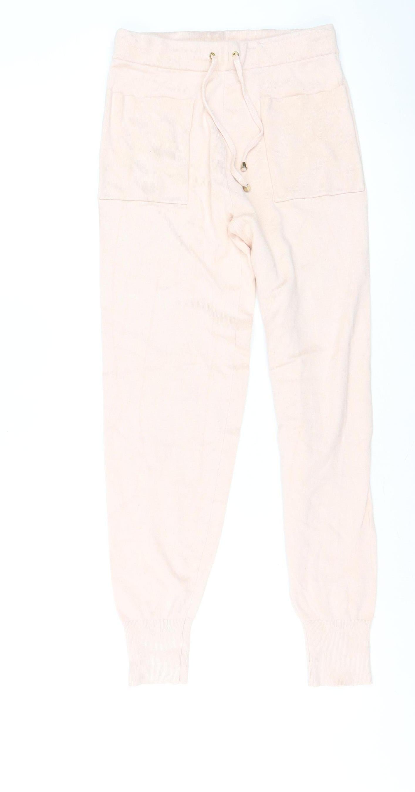 Oasis Women Pink XS Jogger Trousers Cotton Blend Elastic Waist