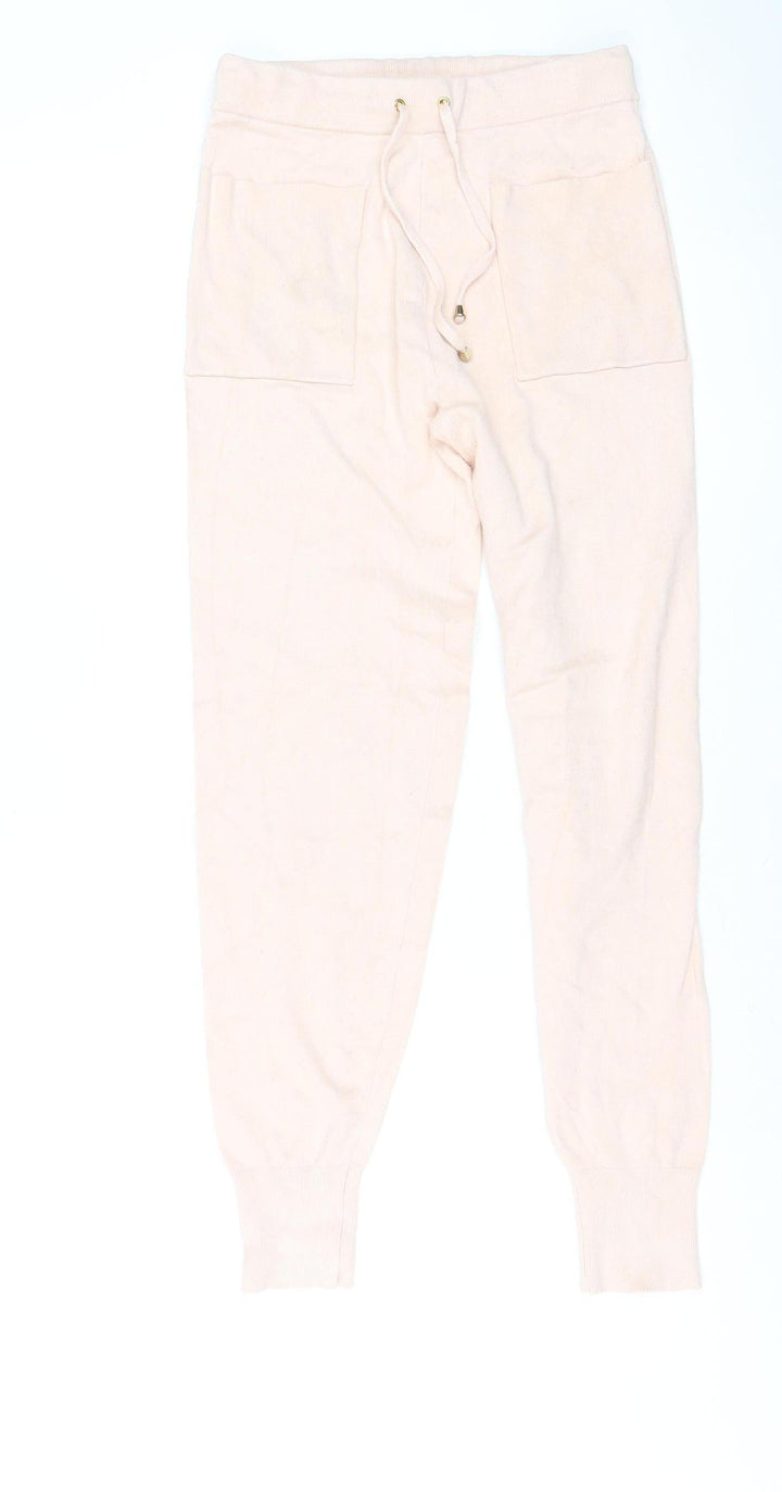 Oasis Women Pink XS Jogger Trousers Cotton Blend Elastic Waist