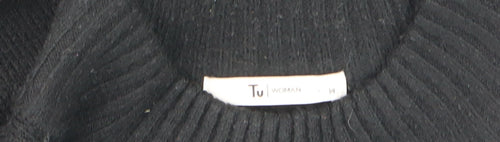 Tu Women Black Sequin 'Jolly' Christmas Jumper Size 14 High Neck