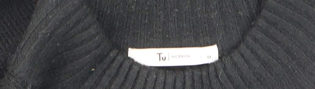 Tu Women Black Sequin 'Jolly' Christmas Jumper Size 14 High Neck