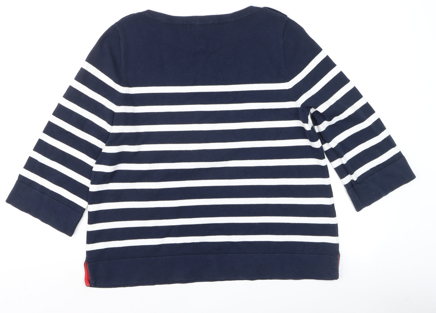 Laura Ashley Women Blue Striped Boat Neck 3/4 Sleeve Jumper Size 12