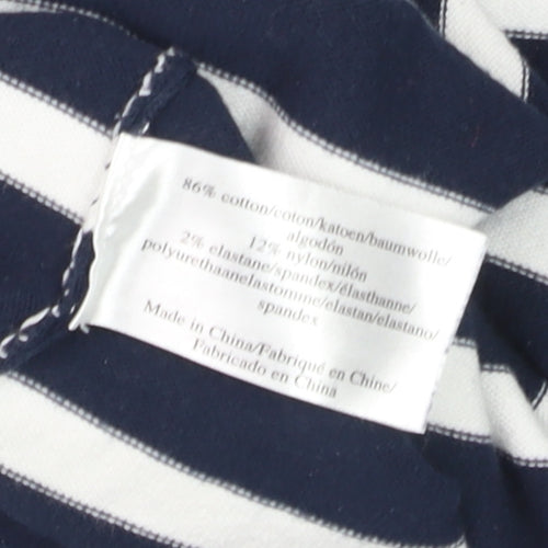 Laura Ashley Women Blue Striped Boat Neck 3/4 Sleeve Jumper Size 12
