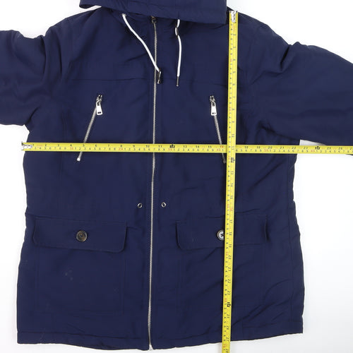 Papaya Women’s Blue Parka Jacket Size 16 Hooded Lined Zip Pockets