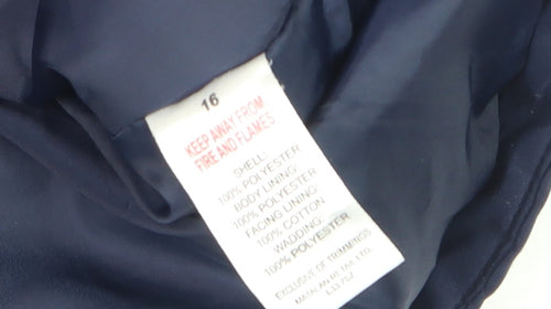 Papaya Women’s Blue Parka Jacket Size 16 Hooded Lined Zip Pockets