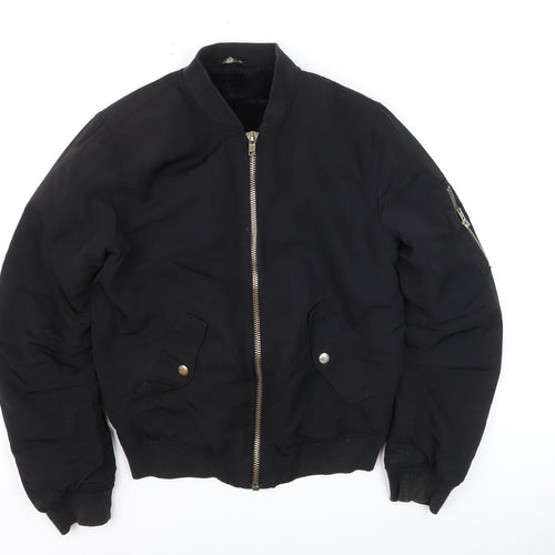 Select Womens Black Bomber Jacket Size 10 Polyester Lined Casual