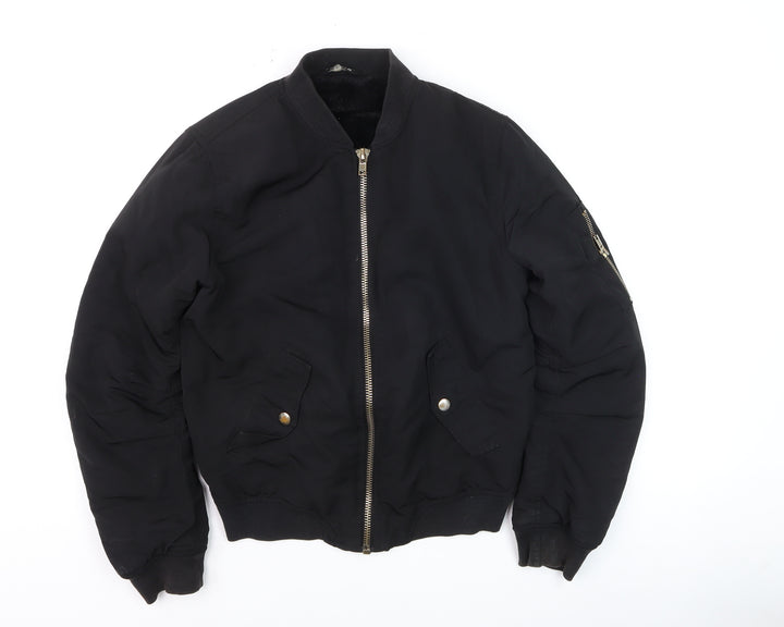Select Womens Black Bomber Jacket Size 10 Polyester Lined Casual