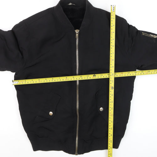 Select Womens Black Bomber Jacket Size 10 Polyester Lined Casual
