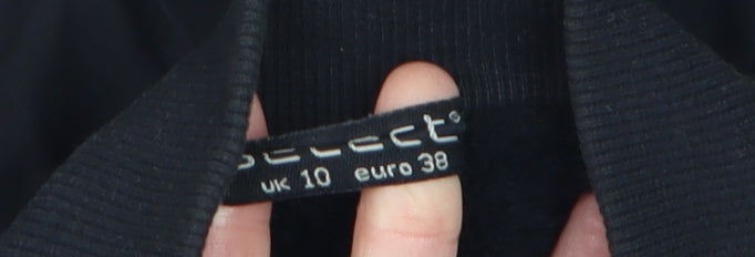 Select Womens Black Bomber Jacket Size 10 Polyester Lined Casual