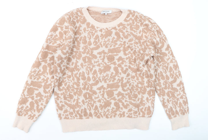 Great Plains Women's Beige Animal Print Wool Blend Jumper L