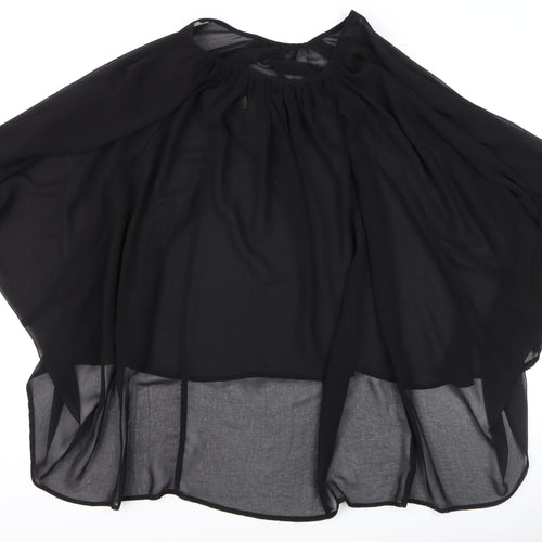 Biba Women's Black Chiffon Beaded Kimono Blouse Size 12