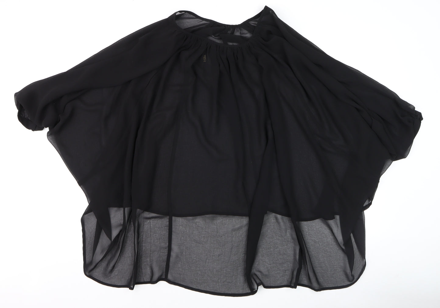 Biba Women's Black Chiffon Beaded Kimono Blouse Size 12